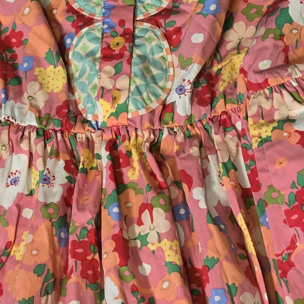Matilda Jane Girls Pink Floral Sleeveless Dress Scalloped Button Front Size M - Picture 3 of 14